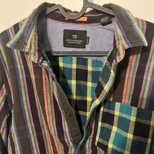 Scotch & Soda Colorful Plaid and Stripe Shirt